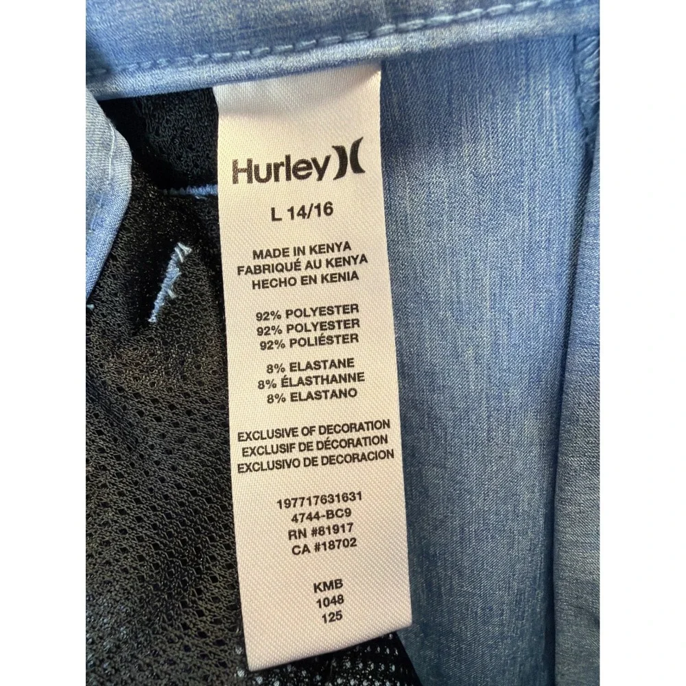 Hurley Boys Hybrid Walk Shorts Blue Heather Size L 14/16 Adjustable Waist